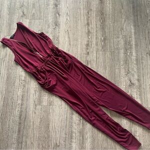 Burgundy Sleeveless Jumpsuit